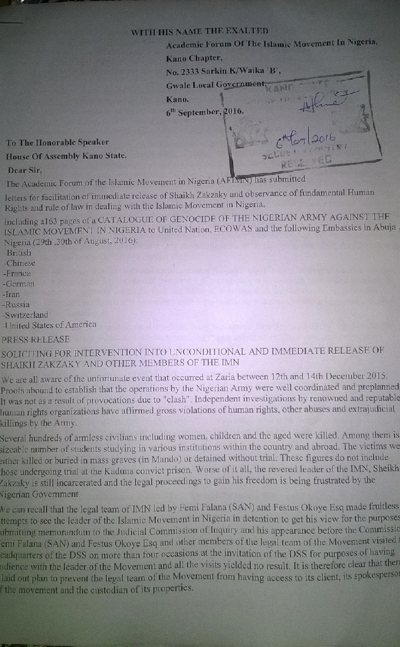 afim letter to kano state govt